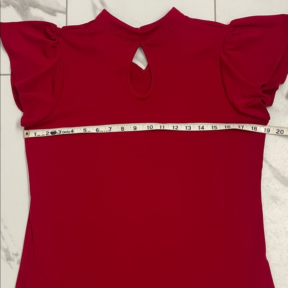 Adrianna Papell Blouse Flutter Sleeves Keyhole Front Mandarin Collar Size S - Picture 7 of 12